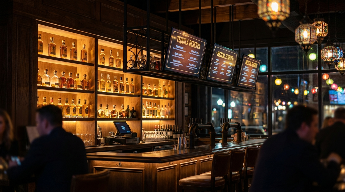 Tequila reserva shown on premium in-store screens